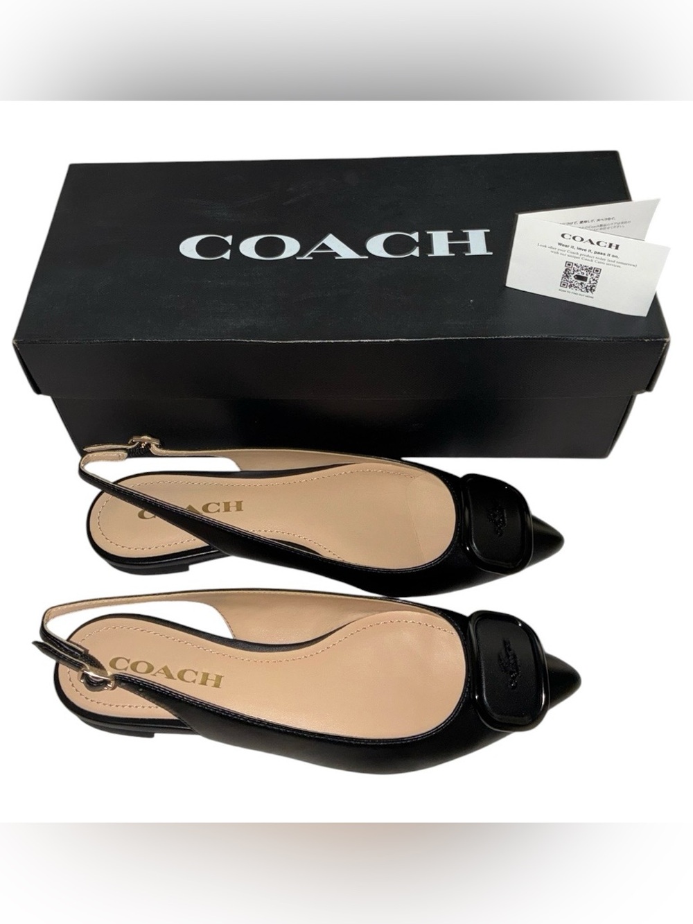 COACH Veda Leather Slingback Black, Sz 5 (I have 2 pairs both NWT in box)